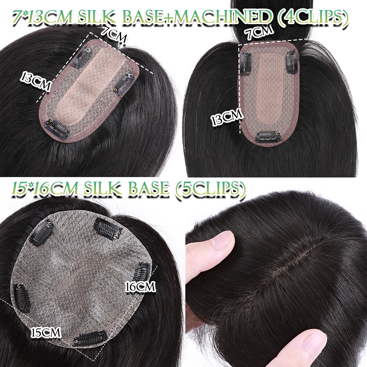 Topper Toupee Clip In Remy 100% Human Hair Lace Base Wiglet Hairpiece Hand-tied