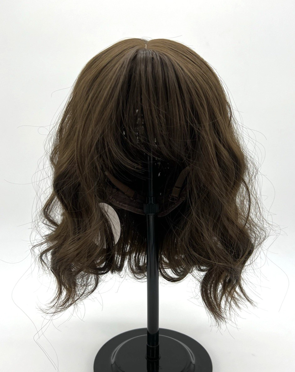 Dark Brown with Bangs Short Wavy 12in Women Premium Hair Wig