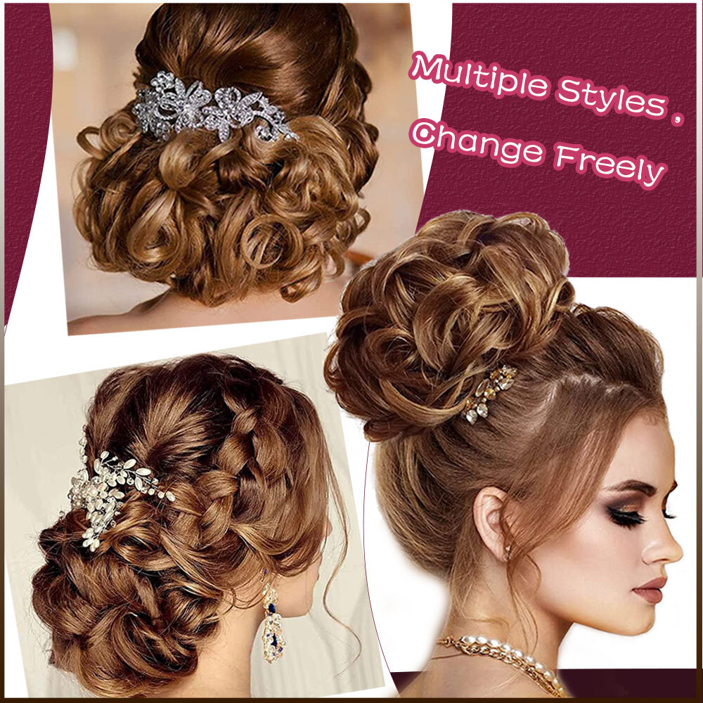 100% Thick Messy Bun Clip In Hair Extensions Curly Scrunchie Updo Chignon Combs