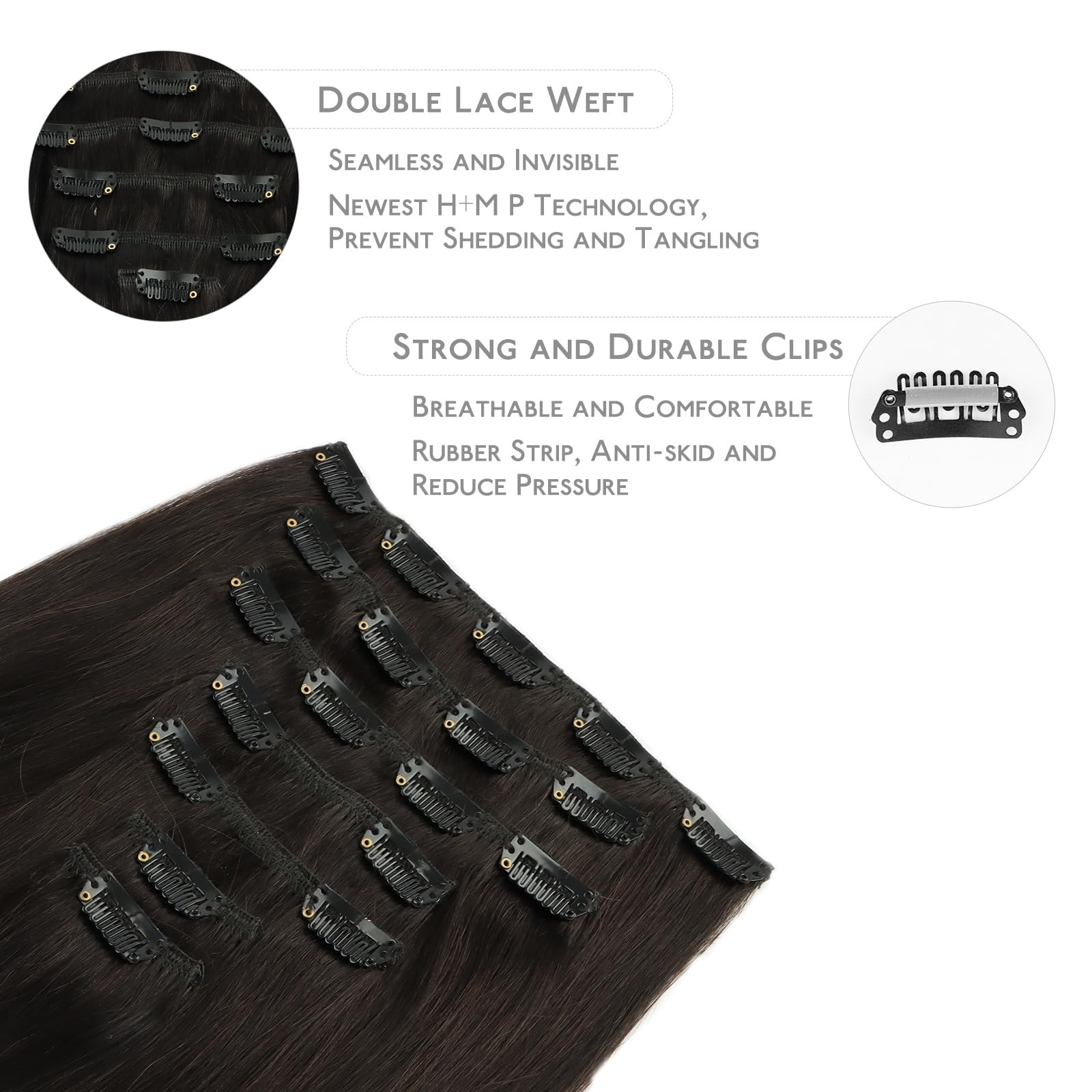 Wennalife Clip In Hair Extensions Real Human Hair 18 Inch 120G 7Pcs Human Hair