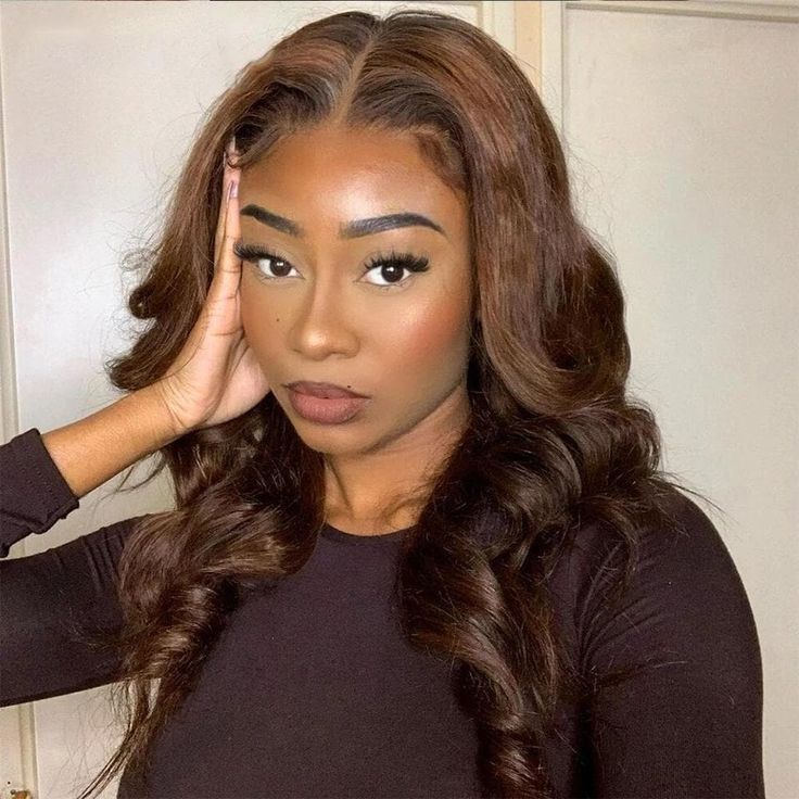 20 in Chocolate Brown Body Wave Lace Front Human Hair Wigs PrePlucked Brazilian