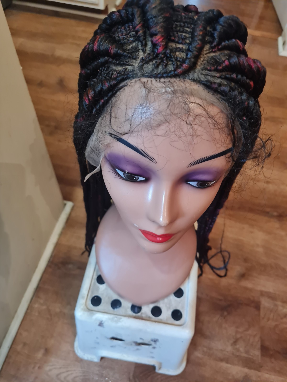 Braided Wig For Black Women Cornrow Braids Lace Front Synthetic Fiber