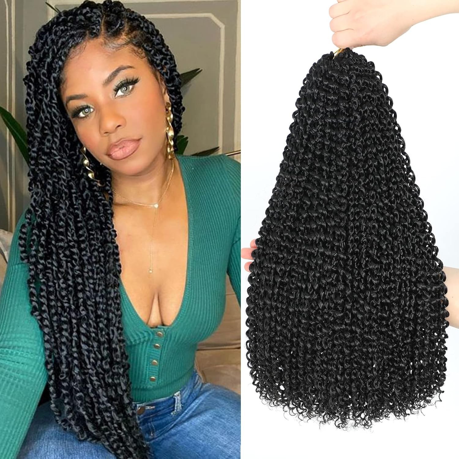 Water Wave Crochet Hair Synthetic 18 Inch for Boho Locs Faux Locs Braids