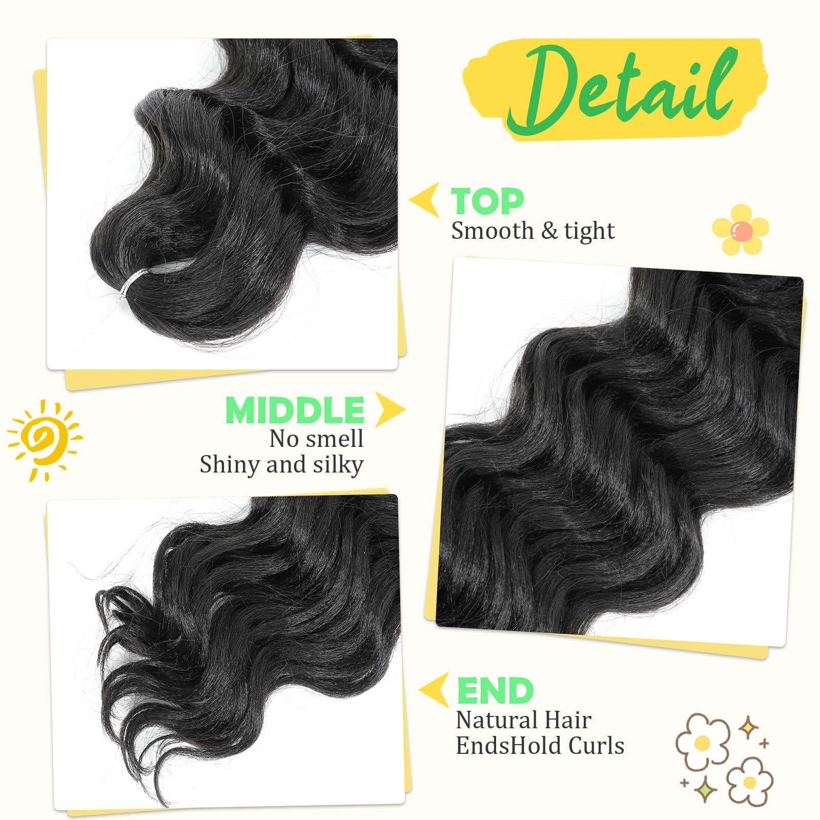 Ocean Wave Crochet Hair 9 Inch Water Wave Braiding 7 Packs Curly Black Women