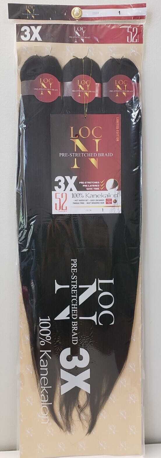 LOC N SYNTHETIC PRE-STRETCHED BRAIDING HAIR 3X 52 INCH (3 BUNDLES/PACK)