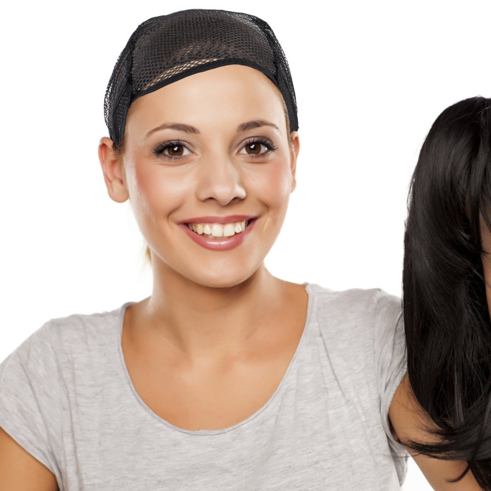 2Pcs Black Reusable Wig Net Caps Adjustable Mesh Hair Nets for Wig Making