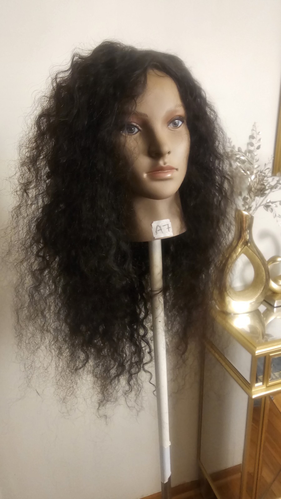 High Quality regular Top Black 24 to 26″ curly 100% Virgin Human Hair Lace Wig