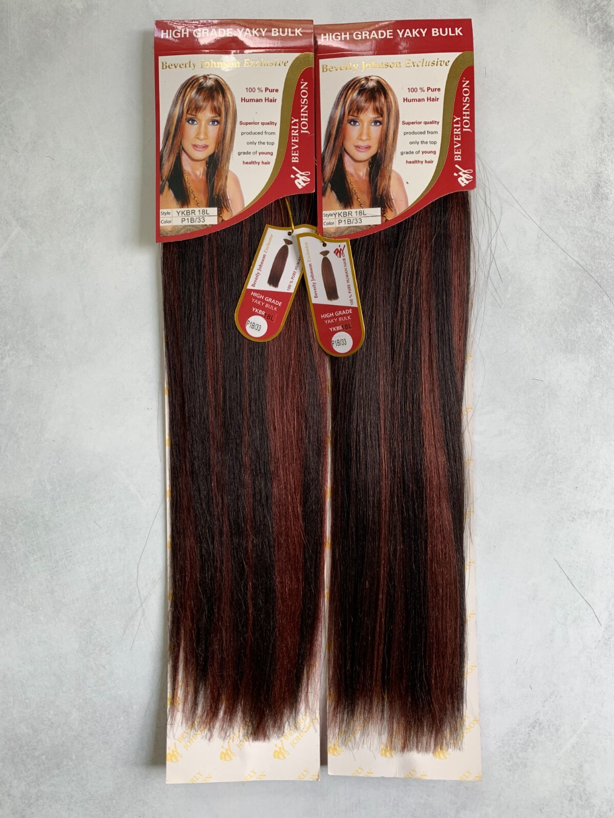 100% Human Braiding Hair, Beverly Johnson 2-Pack Yaky Straight Bulk! #P1B/33