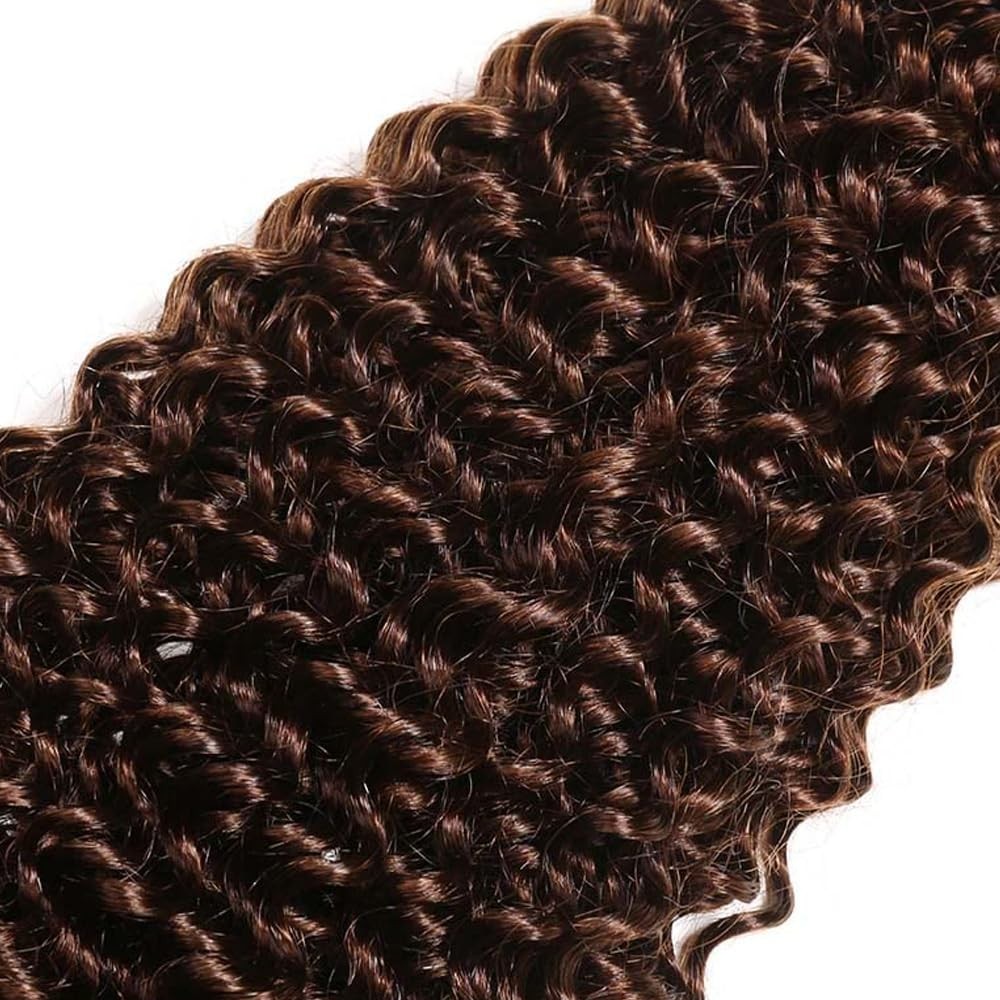 Brown Water Wave Human Hair Bundles 22-26 Inch Wet & Wavy Chocolate Brown 300g