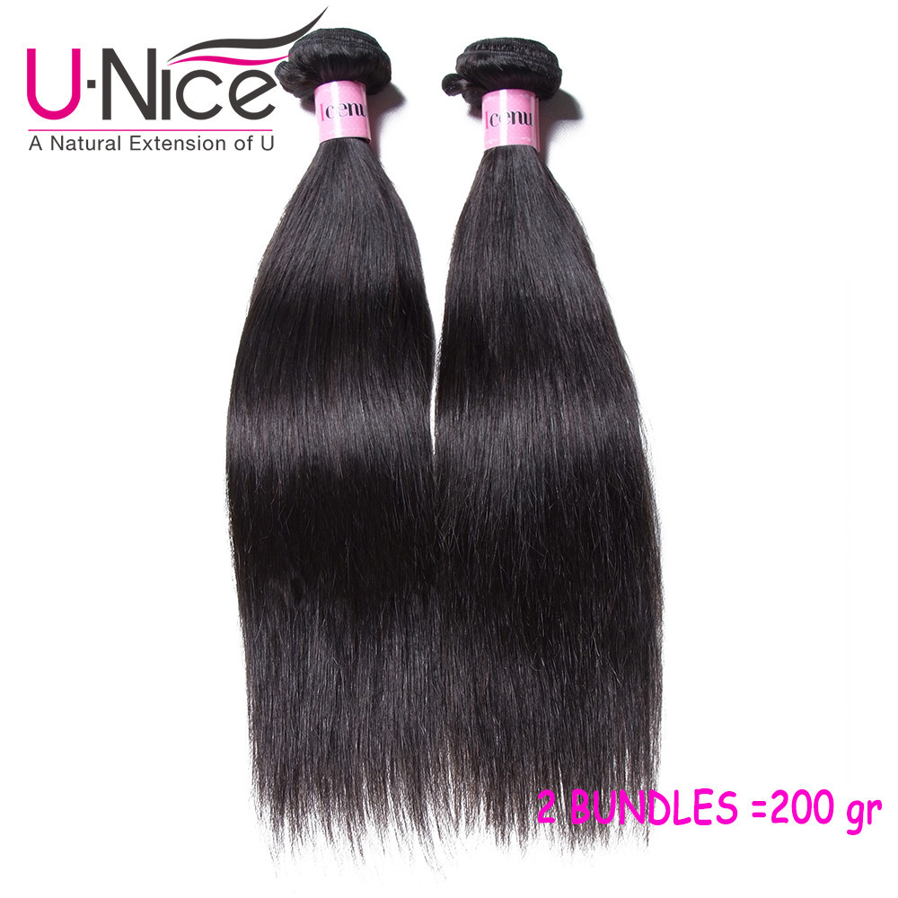 UNice Hair Indian Straight Human Hair Extensions Weaves 1-3 Bundles Weaves Wefts