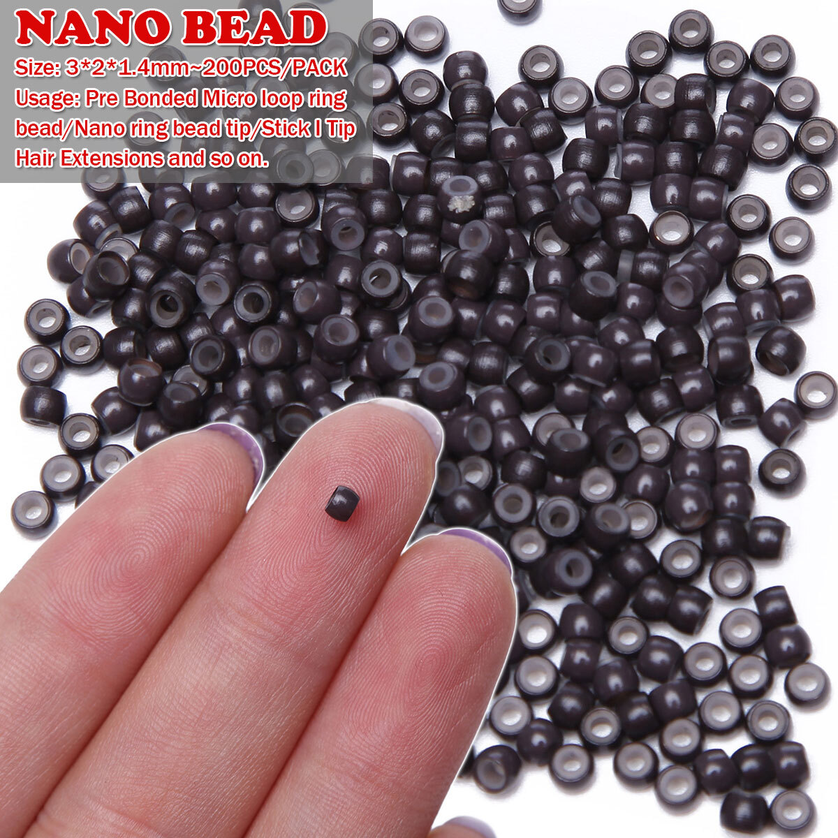 5mm 3mm 6mm Silicone Lined Micro link nano Ring Crimp Beads for Hair Extensions