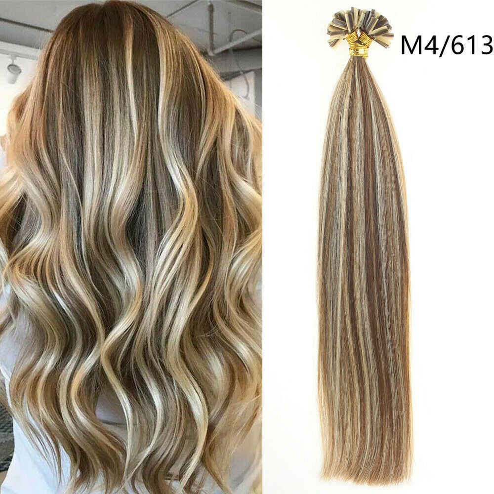 Keratin Nail U Tip Real Remy Human Hair Extensions Thick Pre Bonded Fusion Tip