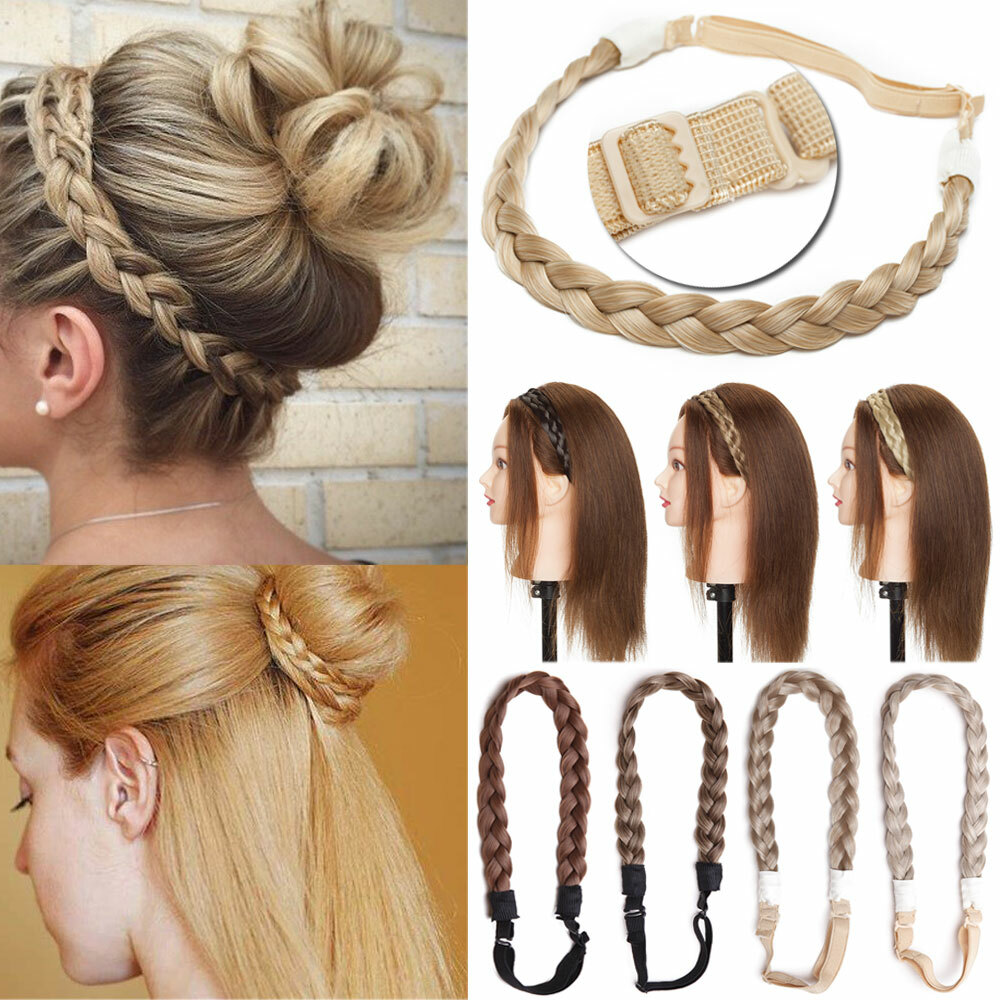 Natural Braided Hair Band Plaited Headband Fake Hair Extensions 1Pcs as Human US
