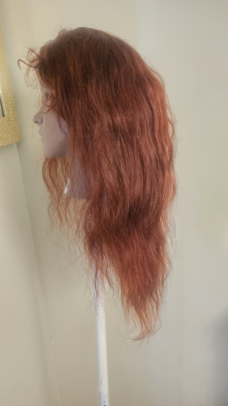High-Quality Regular Top 24″ Copper Red Wavy 150% Virgin Human Hair Lace Wig