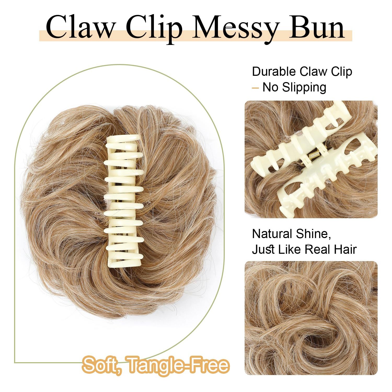 10″ Scrunchie Claw Clip in on Hair Buns Updo False Hair Pieces Ponytail AS Human