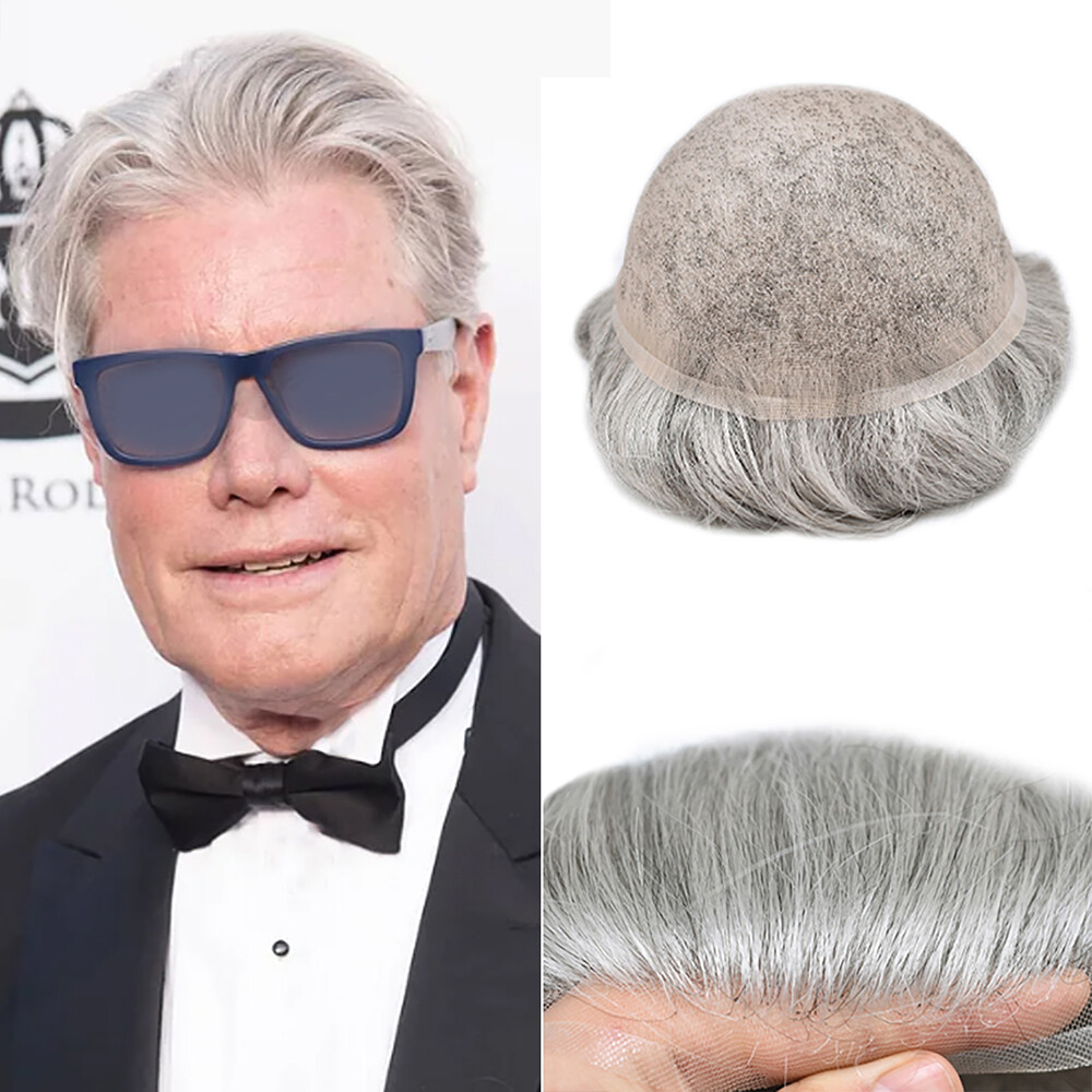 Toupee,Hair replacement,Hairpiece for men,Real Full French lace Mens Hair system