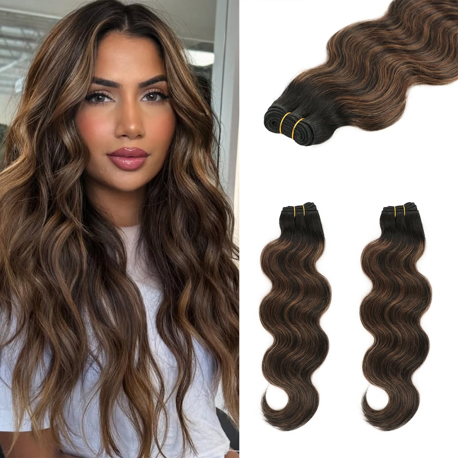 Frealhd Body Wave Human Hair Extensions Sew In 16 Inch 110G Double Weft Remy