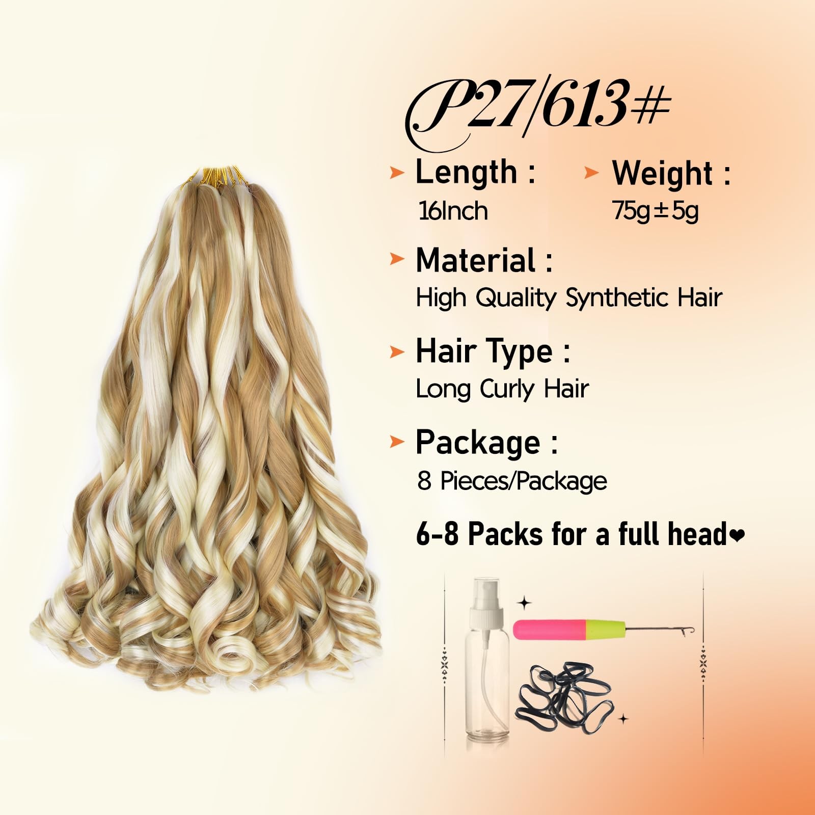 French Curl Braiding Hair 8Packs 16″ Pre-Stretched Synthetic Spiral Curly Croche