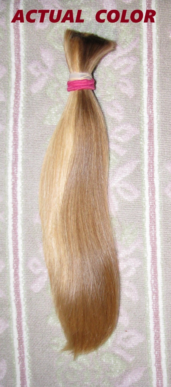 HUMAN HAIR HAIRCUT 12 INCH 2.6oz THICK BLONDE BLEND PONYTAIL REBORN DOLLS T43