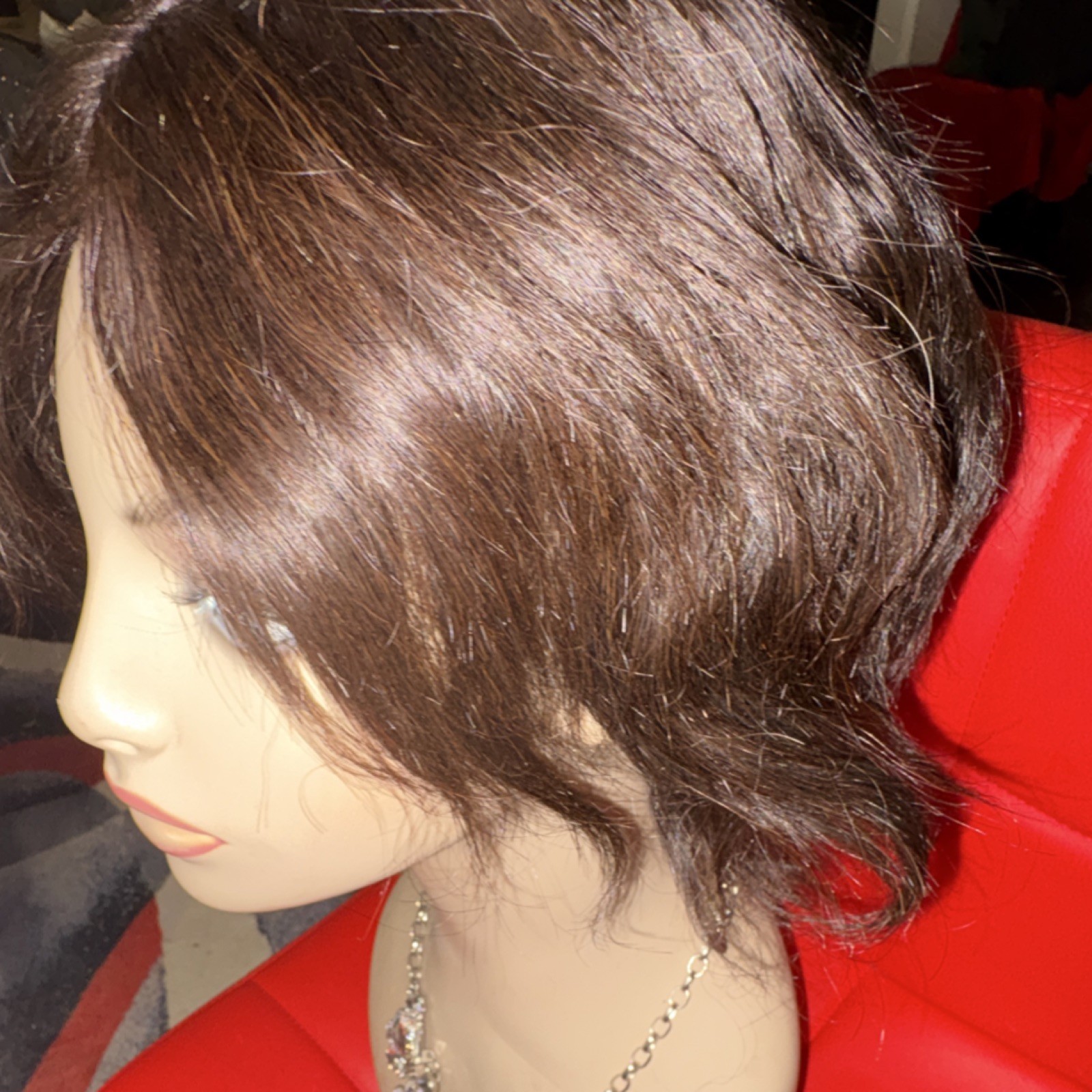 Medium Brown Layered Wavy 8 in Wig for Women Natural Look Bob Hair Style