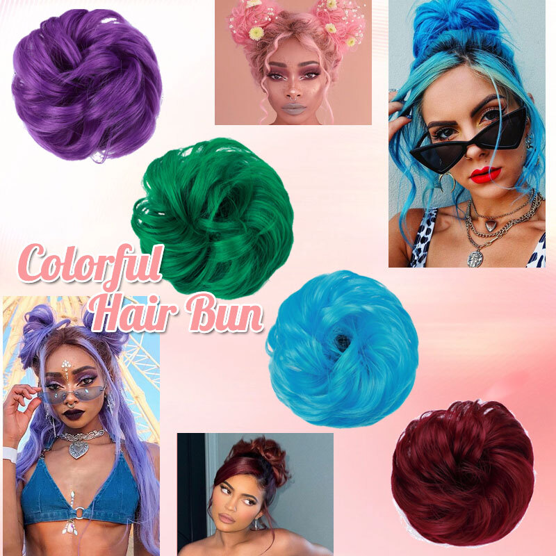 Thin Curly Bun Hair Piece Scrunchie Updo 100% Natural Synthetic Hair Extension