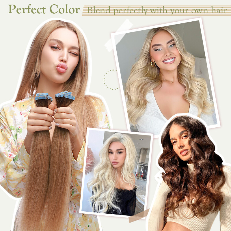8A Tape in Remy Real Human Hair Extensions Seamless Skin Weft Full End 20pcs 50G