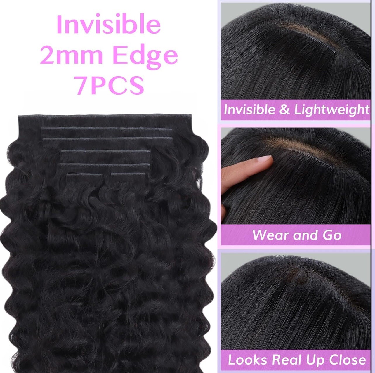 IDN BEAUTY Genius Weft Deep Wave HumanHair Clip In Hair Extension 14in 7pcs 100g