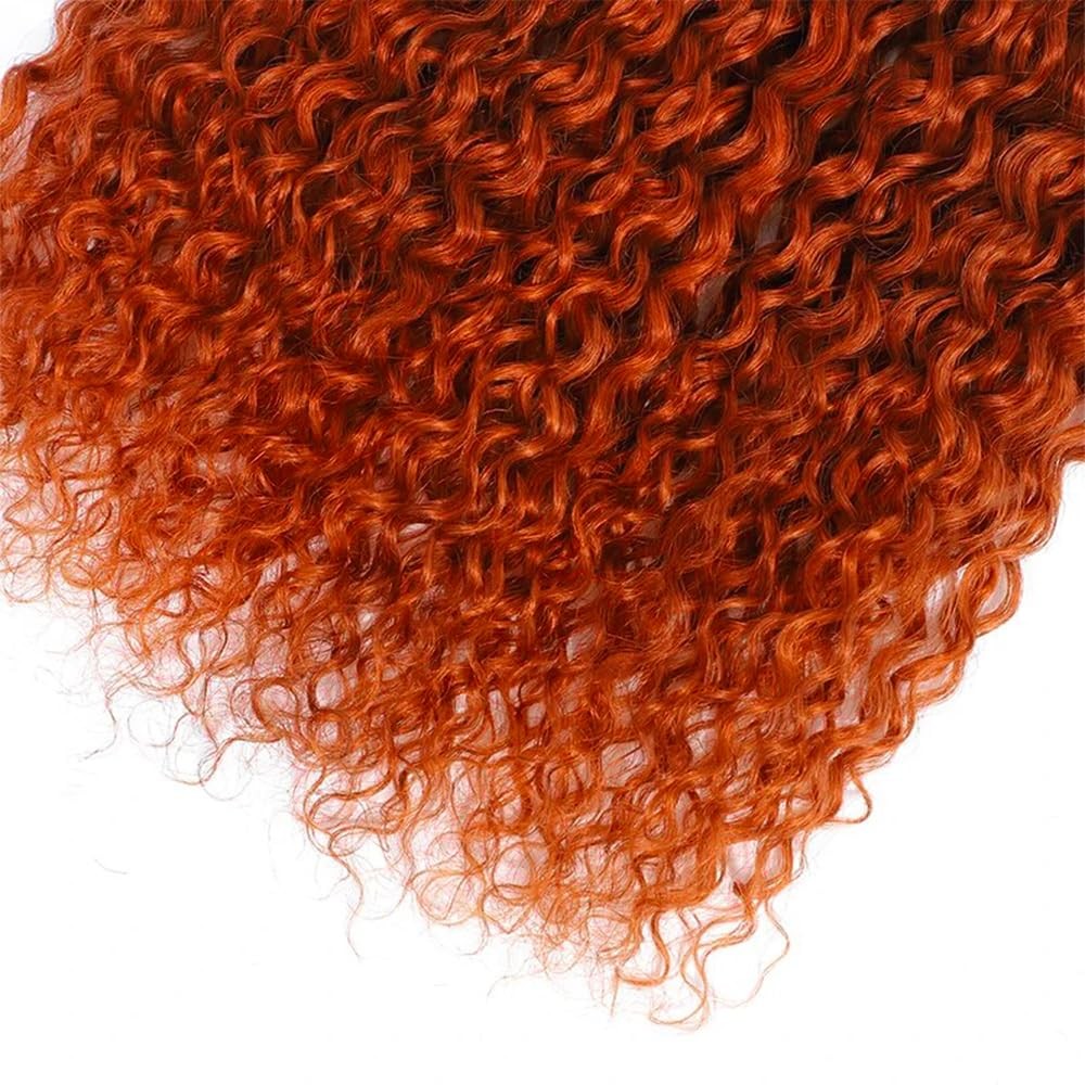 Fridnae 14 16 18 Inch Orange Bundle Color 350 Curly Wave Human Hair Bundles 8A