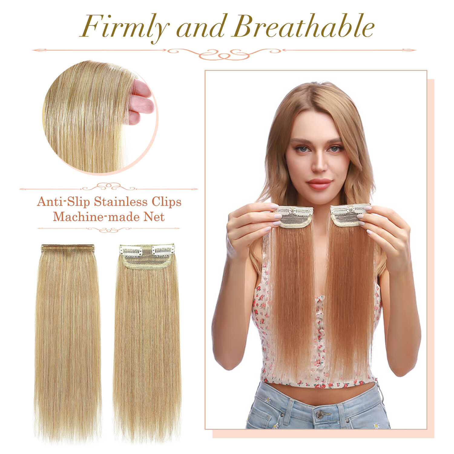 Thick Mini Hair Pad Clip In 100% Remy Human Hair Extensions Short Side Hairpiece