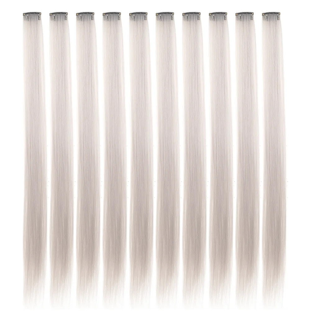 10PCS Colored Clip in Hair Extensions 18 Inches Ombre Straight Synthetic