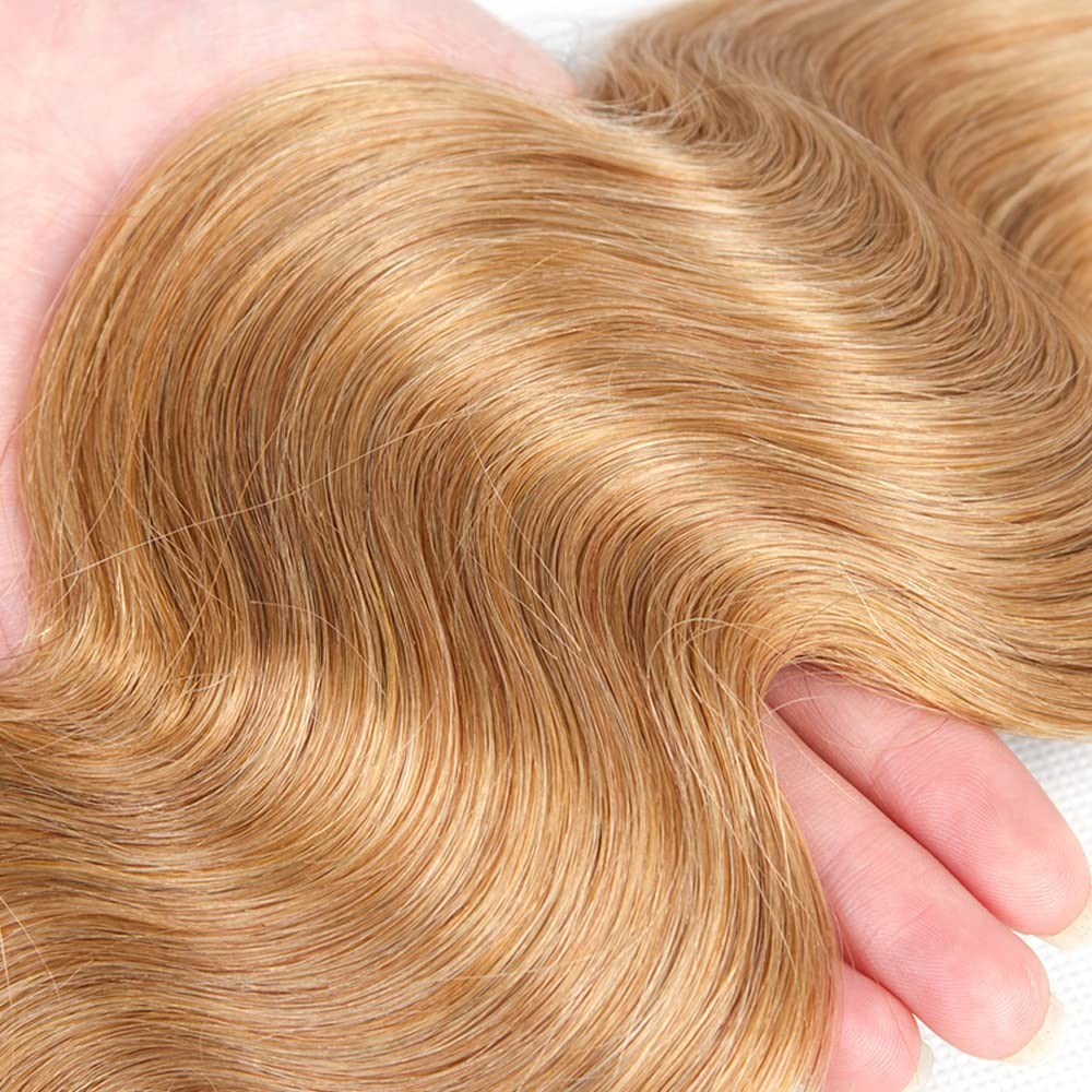 24 26 28 Inch #27 Honey Blonde Bundles Human Hair 3 Bundles Brazilian Remy Ha…