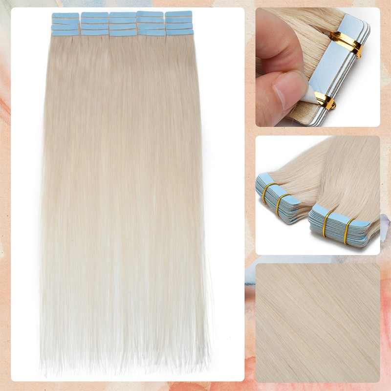 Russian 100% Remy Tape In Real Human Hair Extensions Skin Weft 20PCS Balayage US