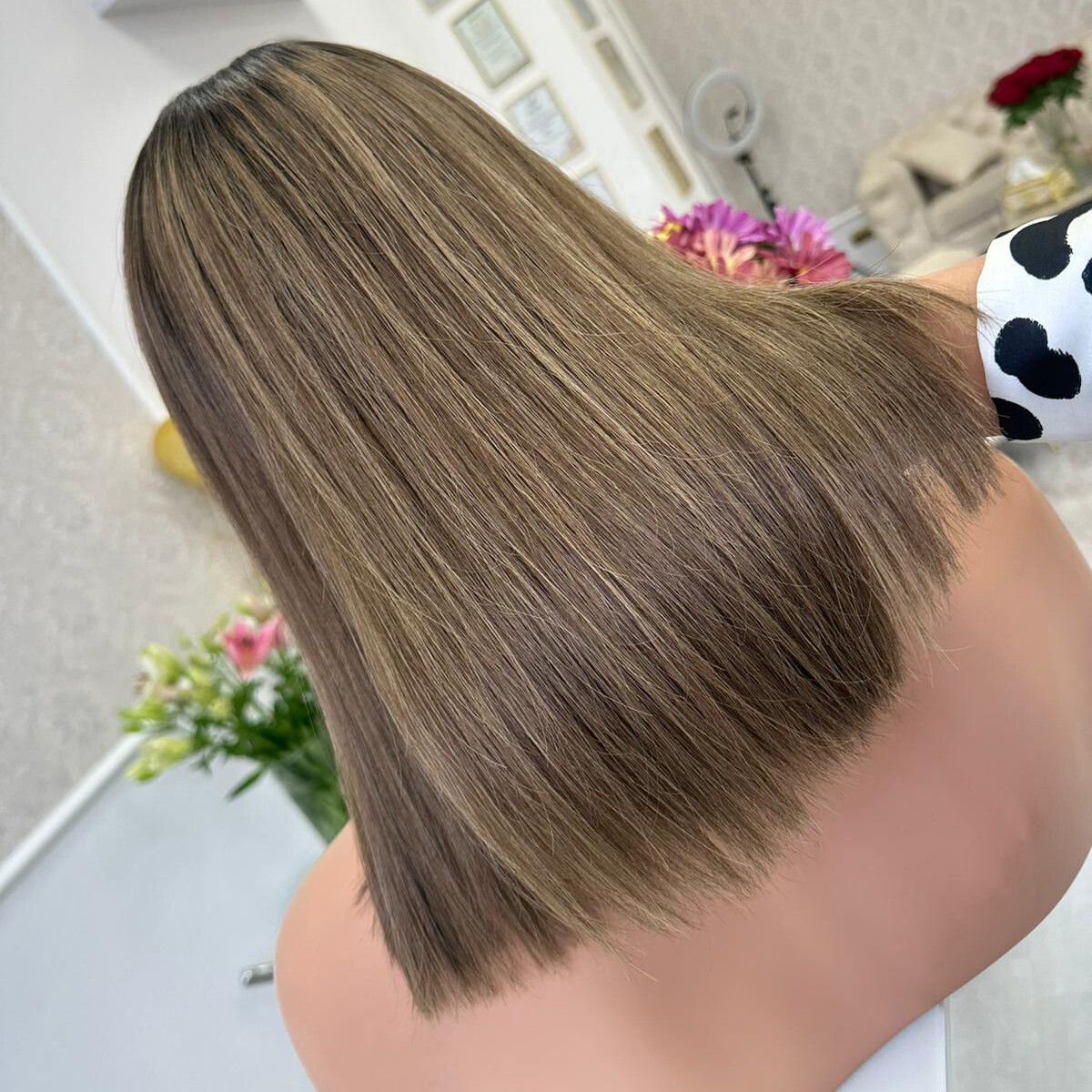 Brown With Blonde Highlights Ombre Human Hair Wig 4×4 Lace Front Wig for Women