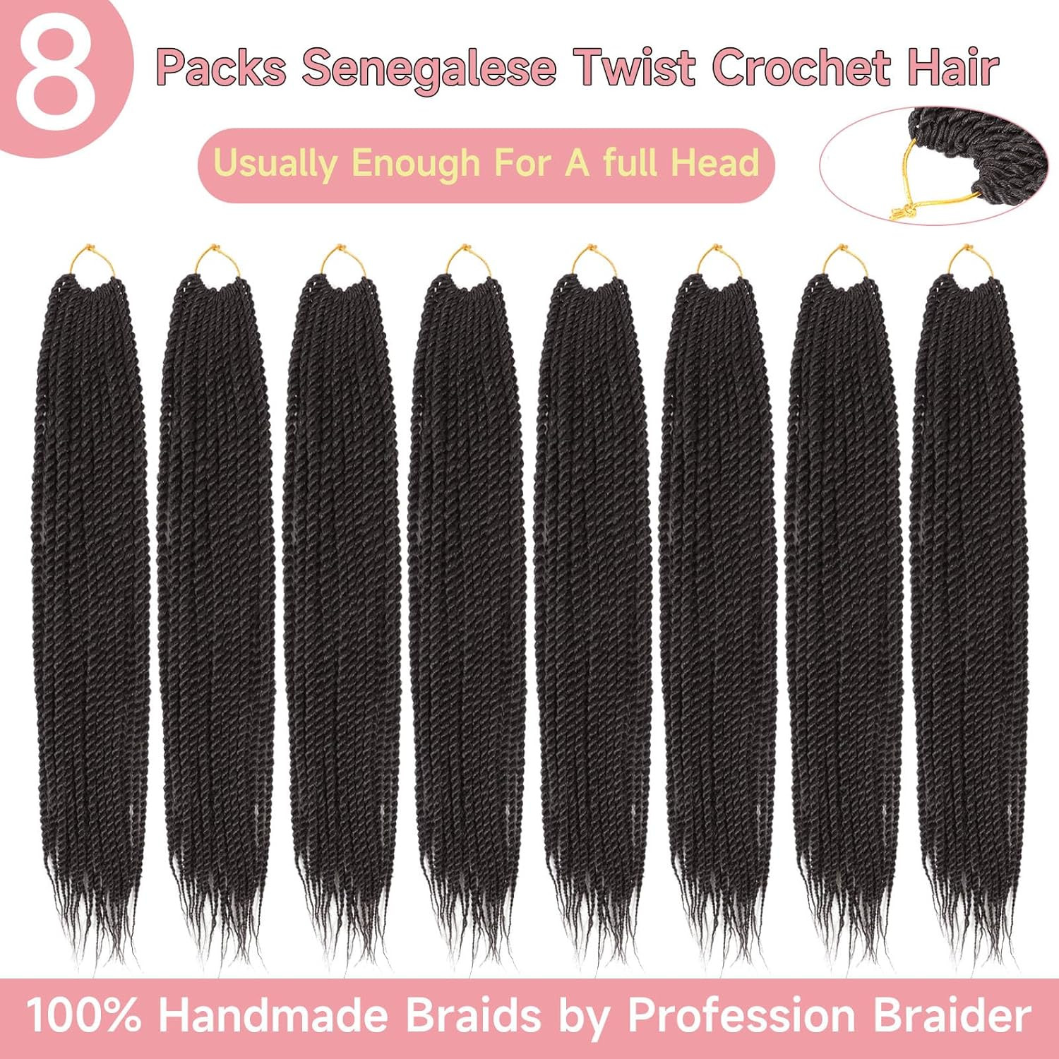 8pk 16″ Senegalese Twist Crochet Braids Pre-Looped Synthetic Braids for Women #2