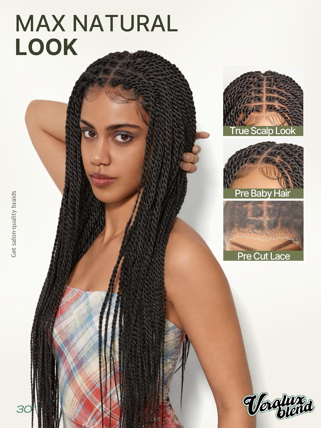 Full Lace Micro Twist Braided Wigs for Black Women Veralux™ 200% Density 30 inch