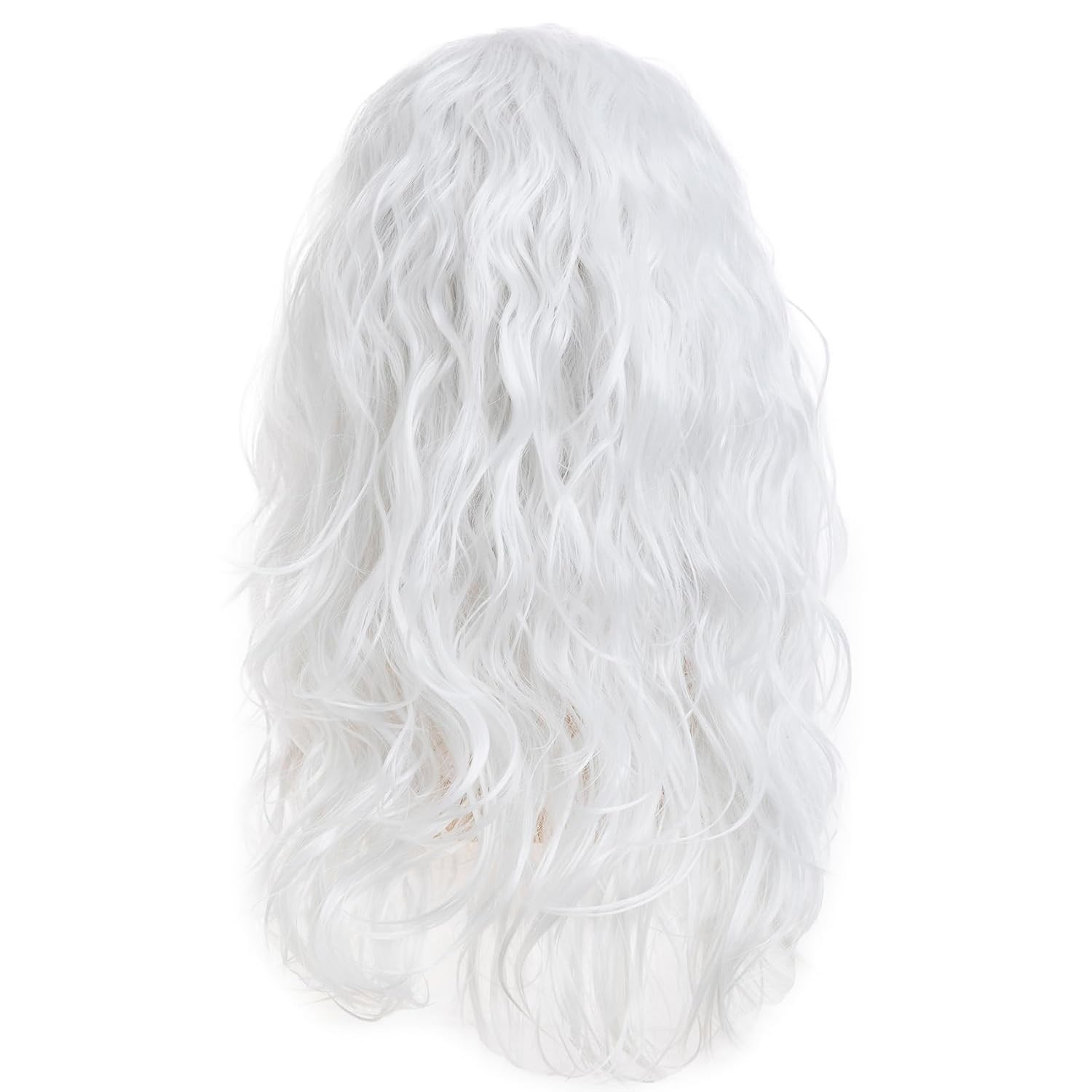 Mens White Wig Long Curly Wavy Wig for Men Middle Part Synthetic Heat Resista…