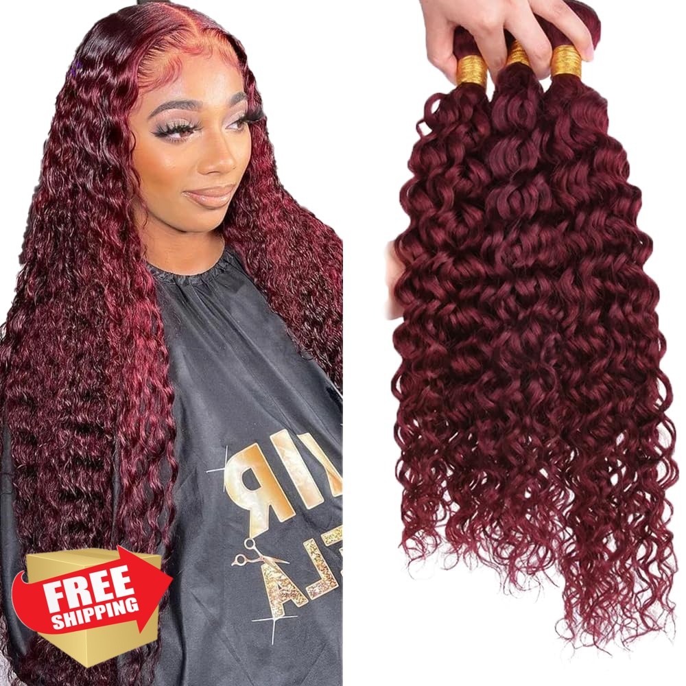 FuivJuix #99J Burgundy 32 Inch Water Wave Bundles