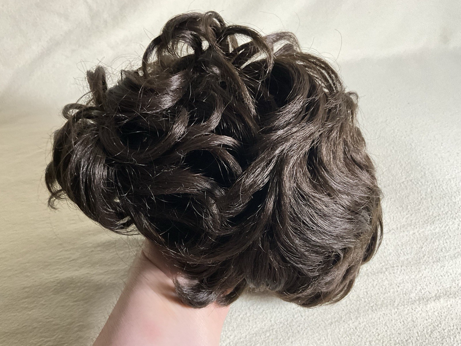 Vintage Elura Dark Brown Wig Short Curly Bouffant Modacrylic USA, Made In Korea