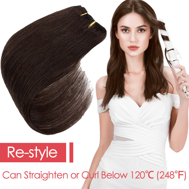 Double Weft Thick Clip In Wavy Full Head Real Remy Human Hair Extensions Blonde