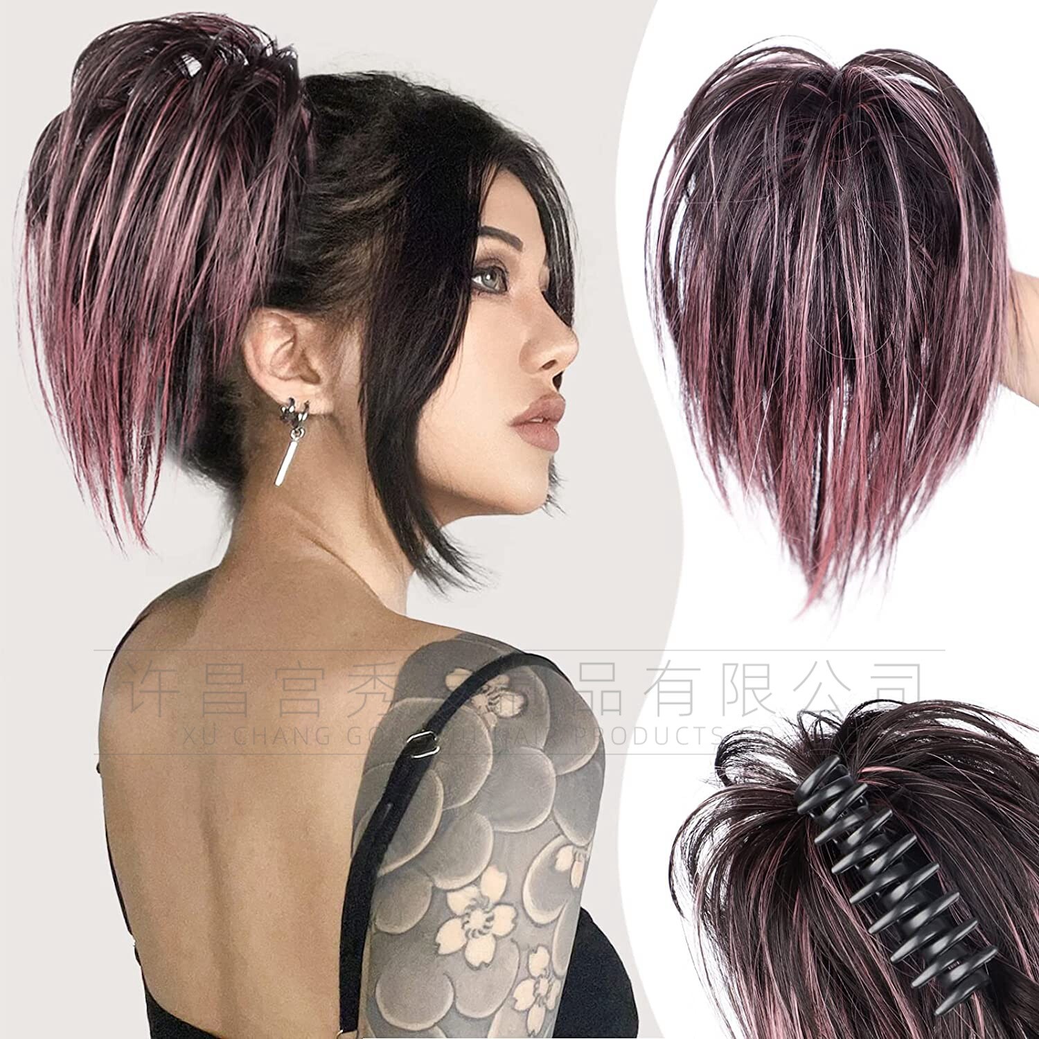 THICK Messy Bun Hair Piece Scrunchie Updo Claw Clip Hair Extensions as Human