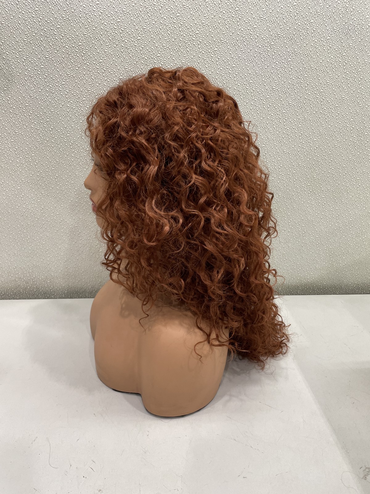 Gorgius Reddish Brown Curly Synthetic Fiber Glueless Wig, 20″