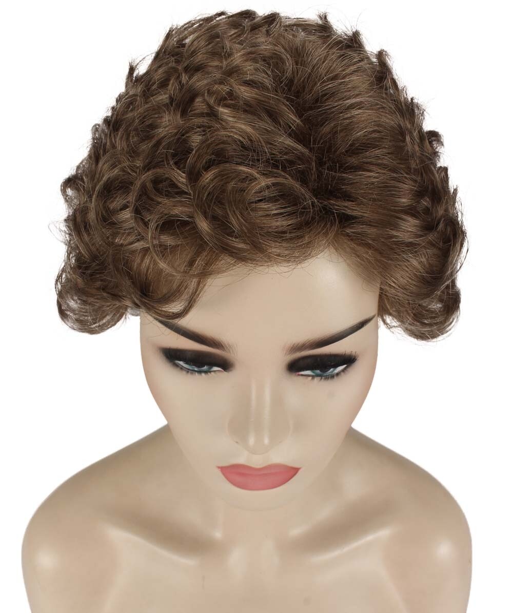 Monroe – Curly Kanekalon Synthetic Fiber Full Wig, 4 – 4.5 in, Ash Light Brown