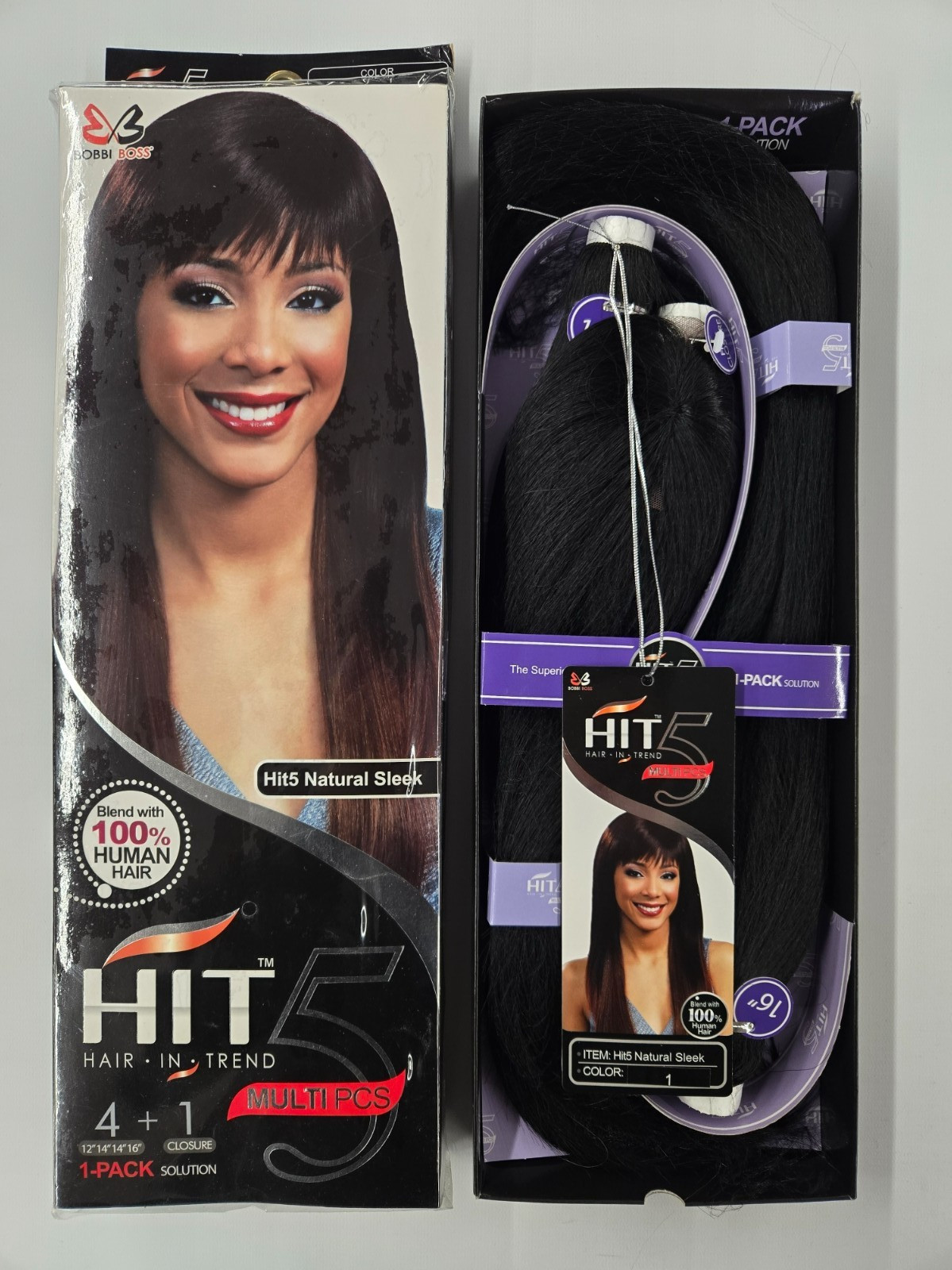 BOBBI BOSS HIT5 Multi pcs Synthetic & Human Hair Blend With Closure-Jet Black