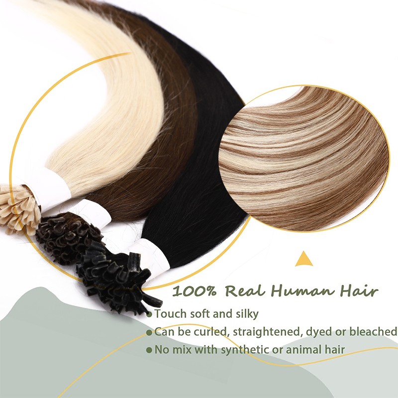 Nail Tip U Tip Fusion Pre-Bonded 100% Real Human Hair Extensions Keratin Thick
