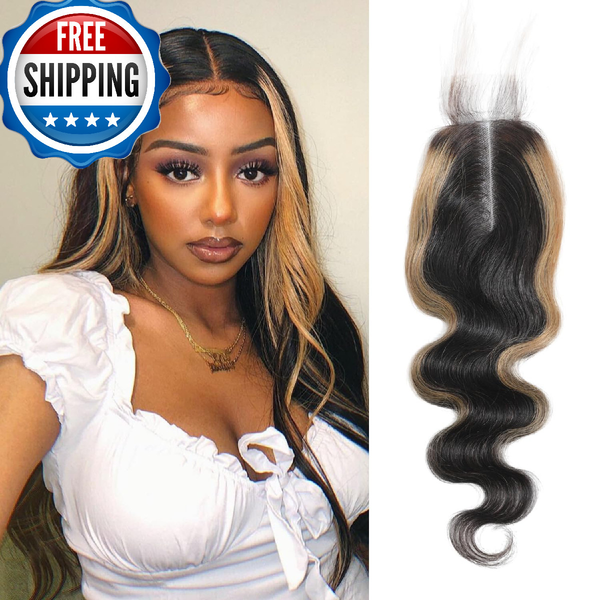 Auroo 27 Skunk Stripe 2X6 Hd Lace Closure Only Human Hair Body Wave 12A Honey