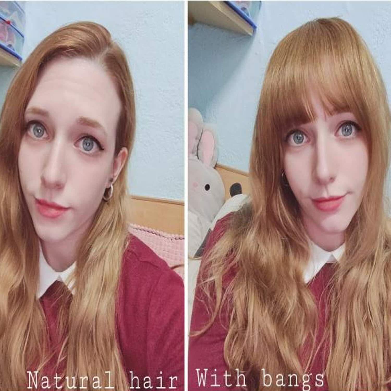 Thin Neat Bangs Clip in Bangs Real as Human Hair Extensions Front Hairpiece US