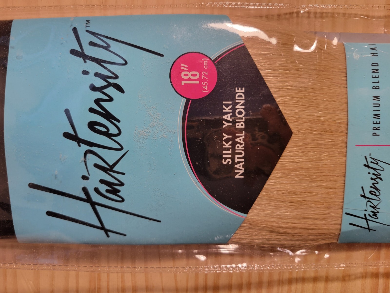 Hairtensity Inch Human & Premium Blend Hair 18 in. Silky Yaki Natural Blonde.