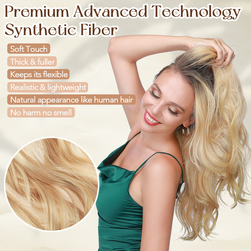 Secret Wire In Hair Extension Elastic Band Miracle Ring Clip 100% Thick As Human