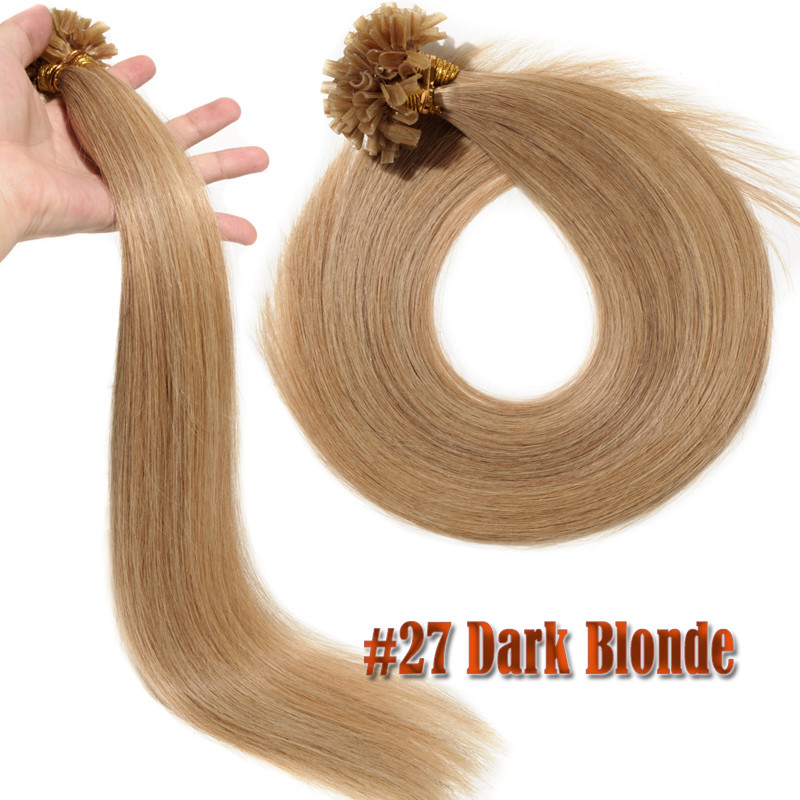 100 Strands U Nail Tip Pre Bonded Fusion Straight Remy Human Hair Extensions C13