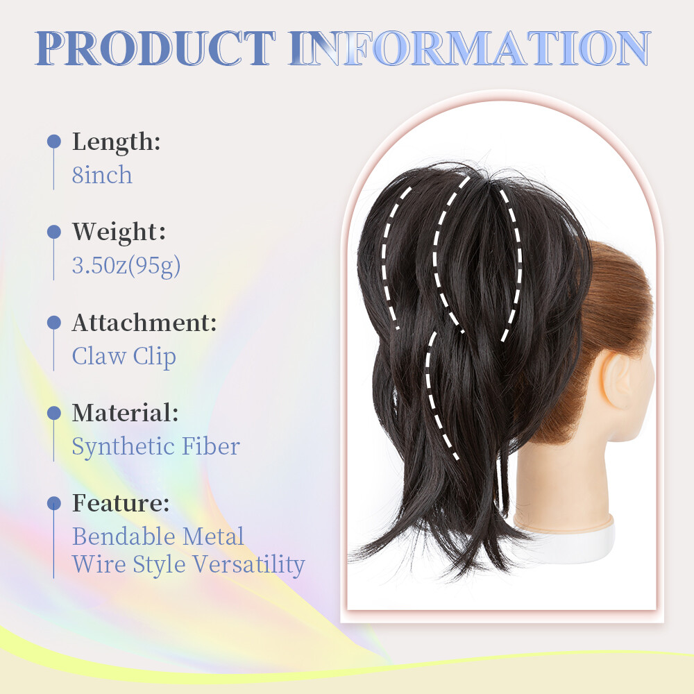 Women Clip In Ponytail Claw On Pony Tail Hair Extension Hair Piece Metal Wire US